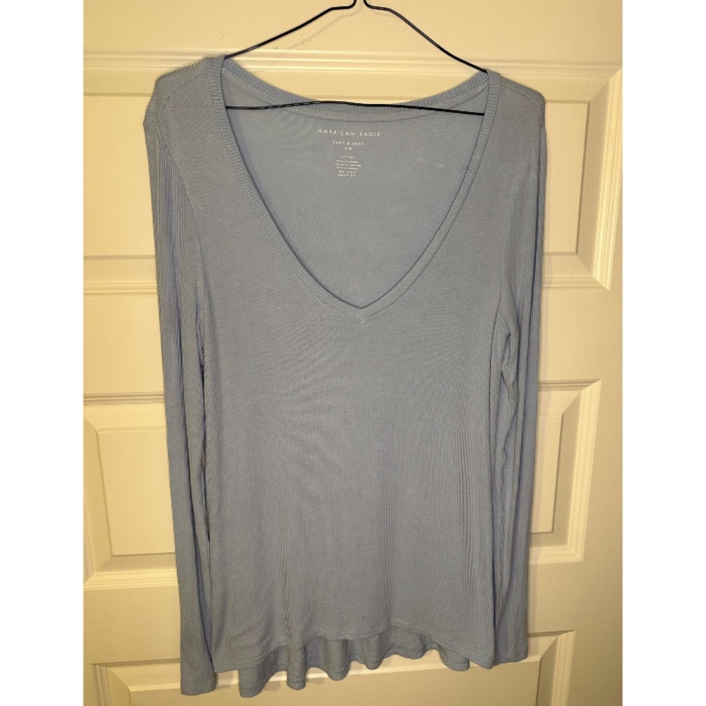 American Eagle Baby Blue Long Sleeve Top